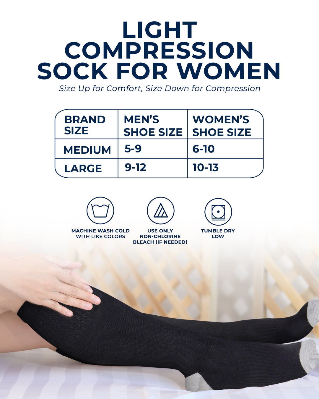 Pembrook Cotton Light Compression Socks for Women - 3 Pairs | 8-15 mmHg