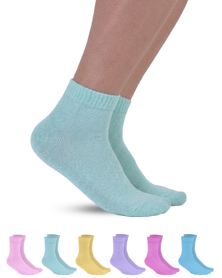 Light blue sock with color swatches below on a white background