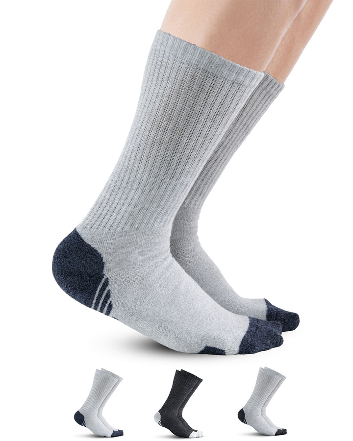 Gray socks with black toes and heels on a white background