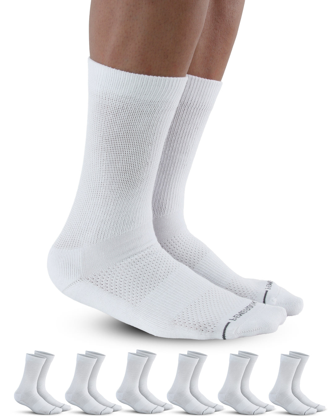 Pembrook Crew Diabetic Socks for Men: 6 Pairs