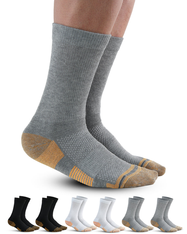 Gray socks with brown accents on a white background, with additional pairs of socks displayed below.