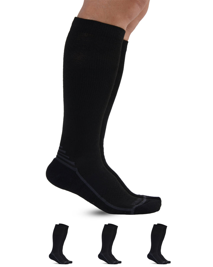 Black knee-high socks on a white background with additional pairs displayed below.