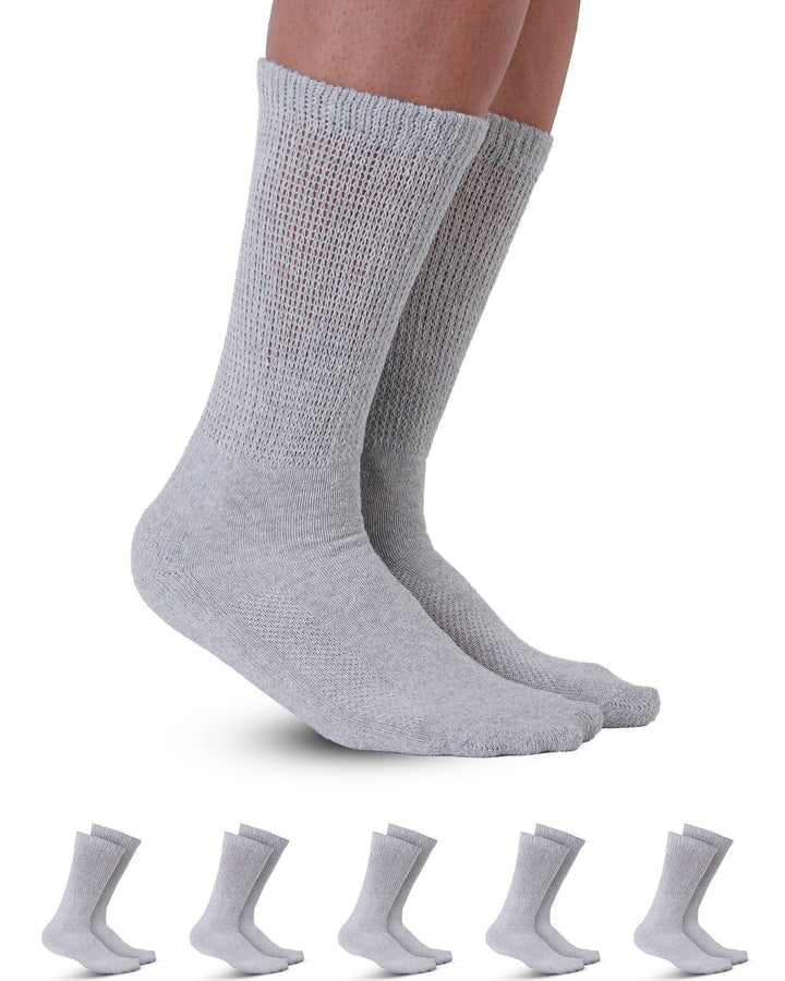 Gray socks on a white background with six pairs displayed below.