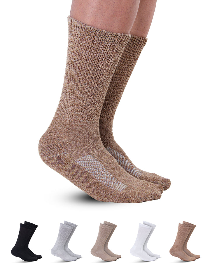 Brown socks with additional color options displayed below on a white background