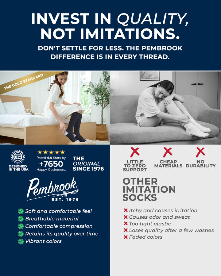 Pembrook Cotton Light Compression Socks for Women - 3 Pairs | 8-15 mmHg
