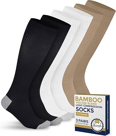 Pembrook Bamboo Light Compression Socks: 3 Pairs  | 8-15 mmHg