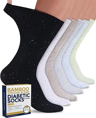 Pembrook Ribbed Knit Bamboo Diabetic Socks: 6 Pairs
