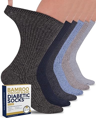 Pembrook Ribbed Knit Bamboo Diabetic Socks: 6 Pairs