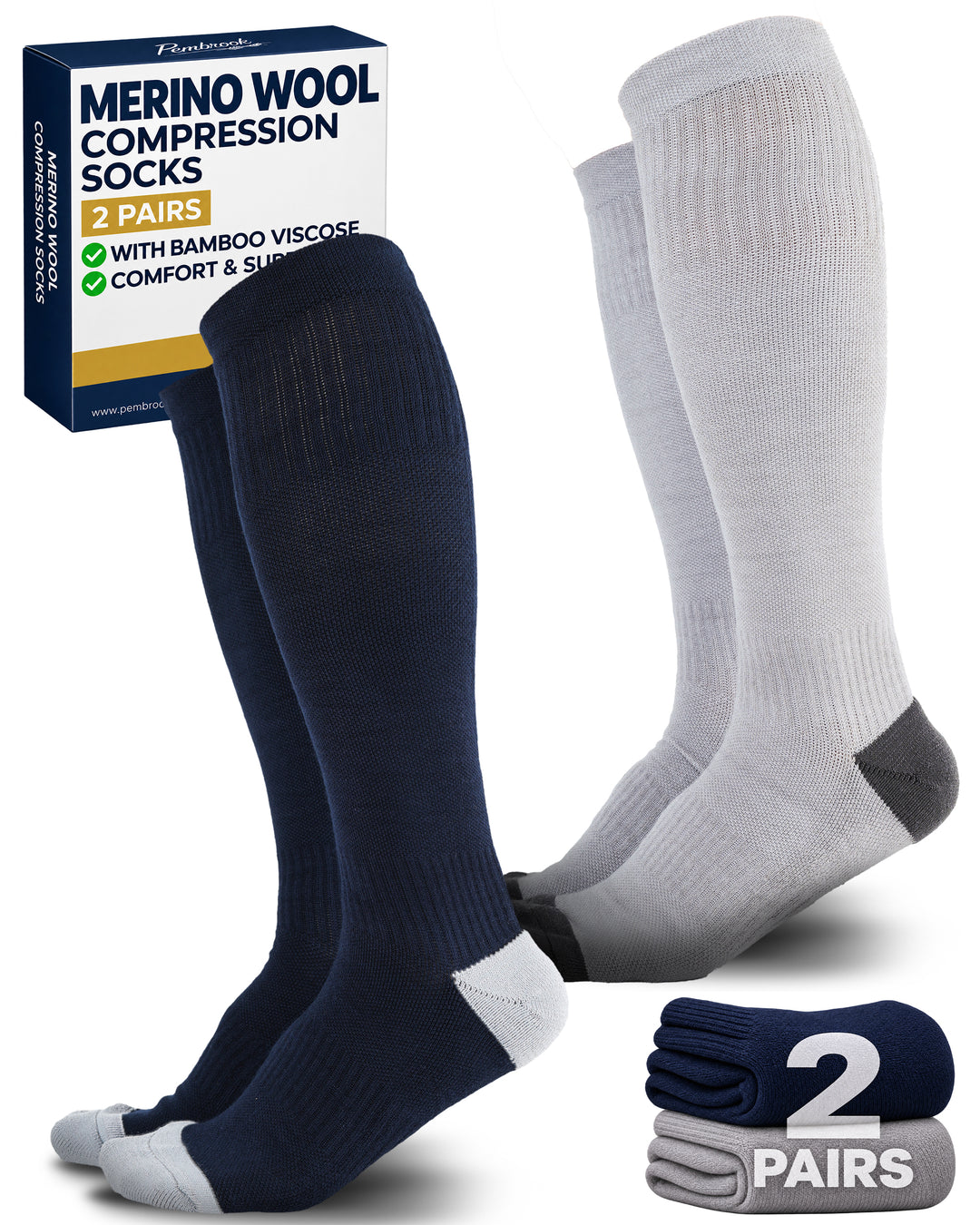 Pembrook Merino Wool Compression Socks