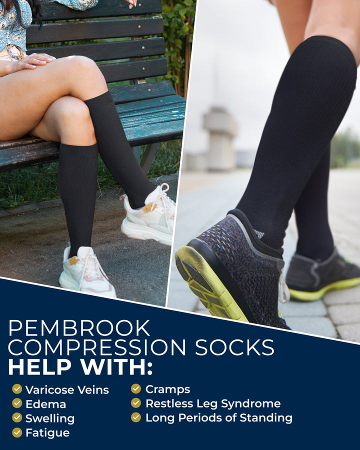 Pembrook Plus Size Compression Socks for Women Wide Calf - 3 Pairs, 20-30mmHg