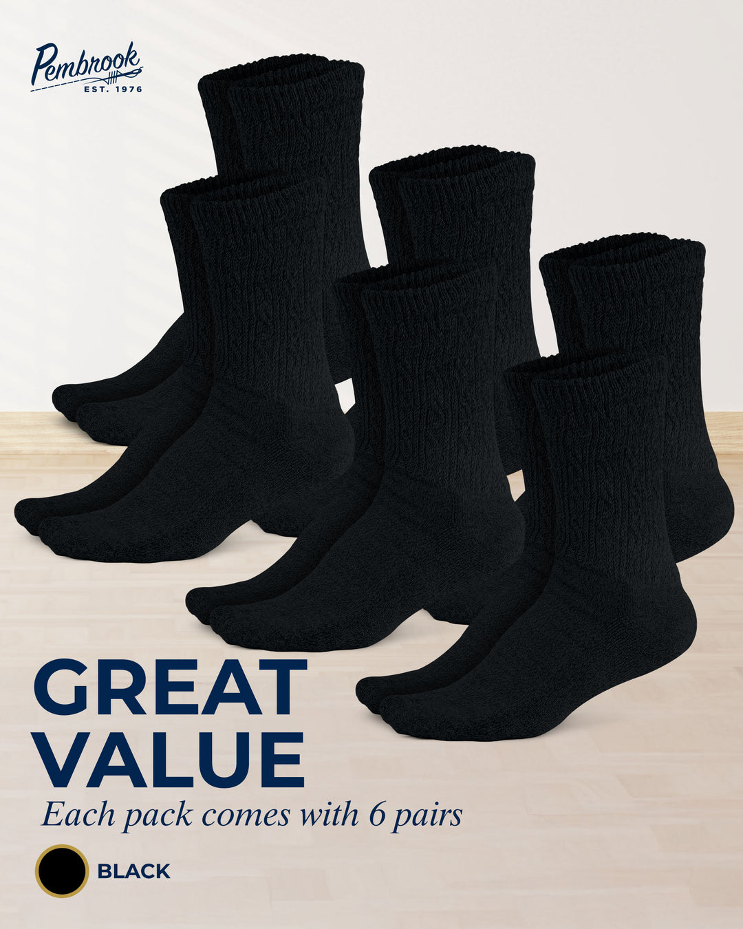 Pack of six black socks with &