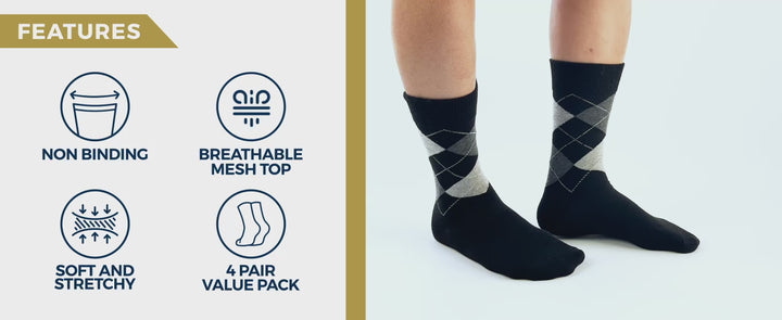 Pembrook Diabetic Dress Socks for Men: 4 Pairs