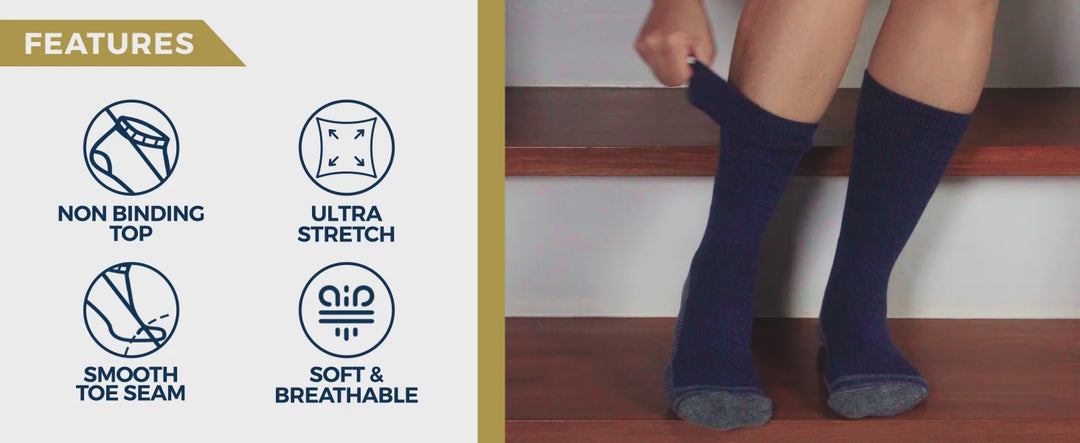 Pembrook Crew Diabetic Socks for Men: 6 Pairs