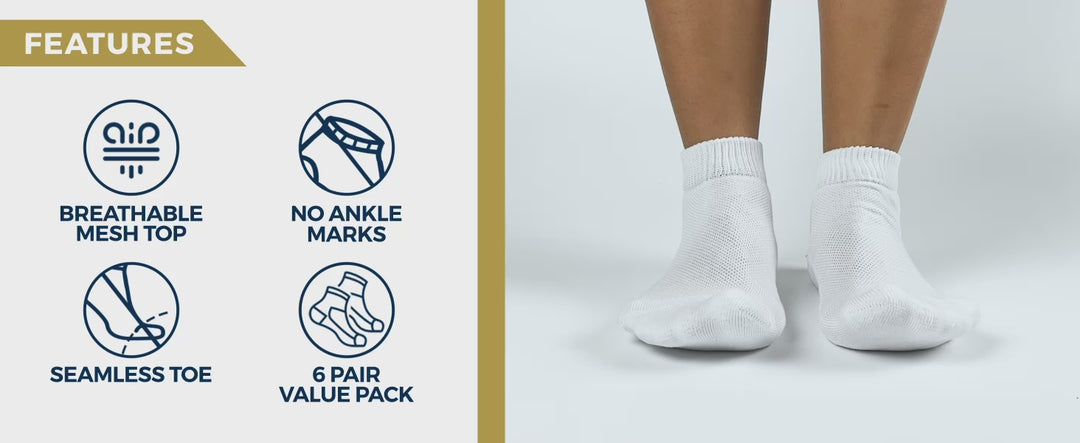 Pembrook Low Cut Seamless Diabetic Socks: 6 Pairs