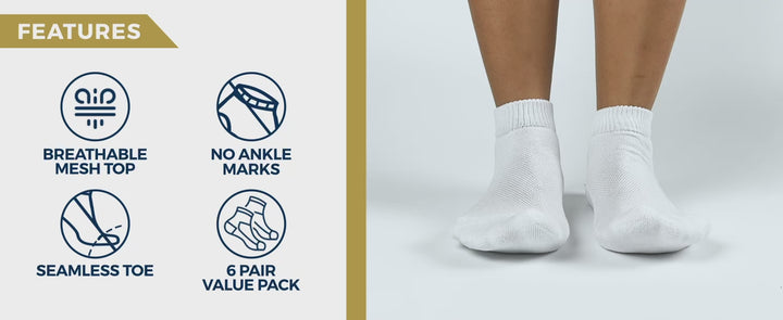 Pembrook Low Cut Seamless Diabetic Socks: 6 Pairs
