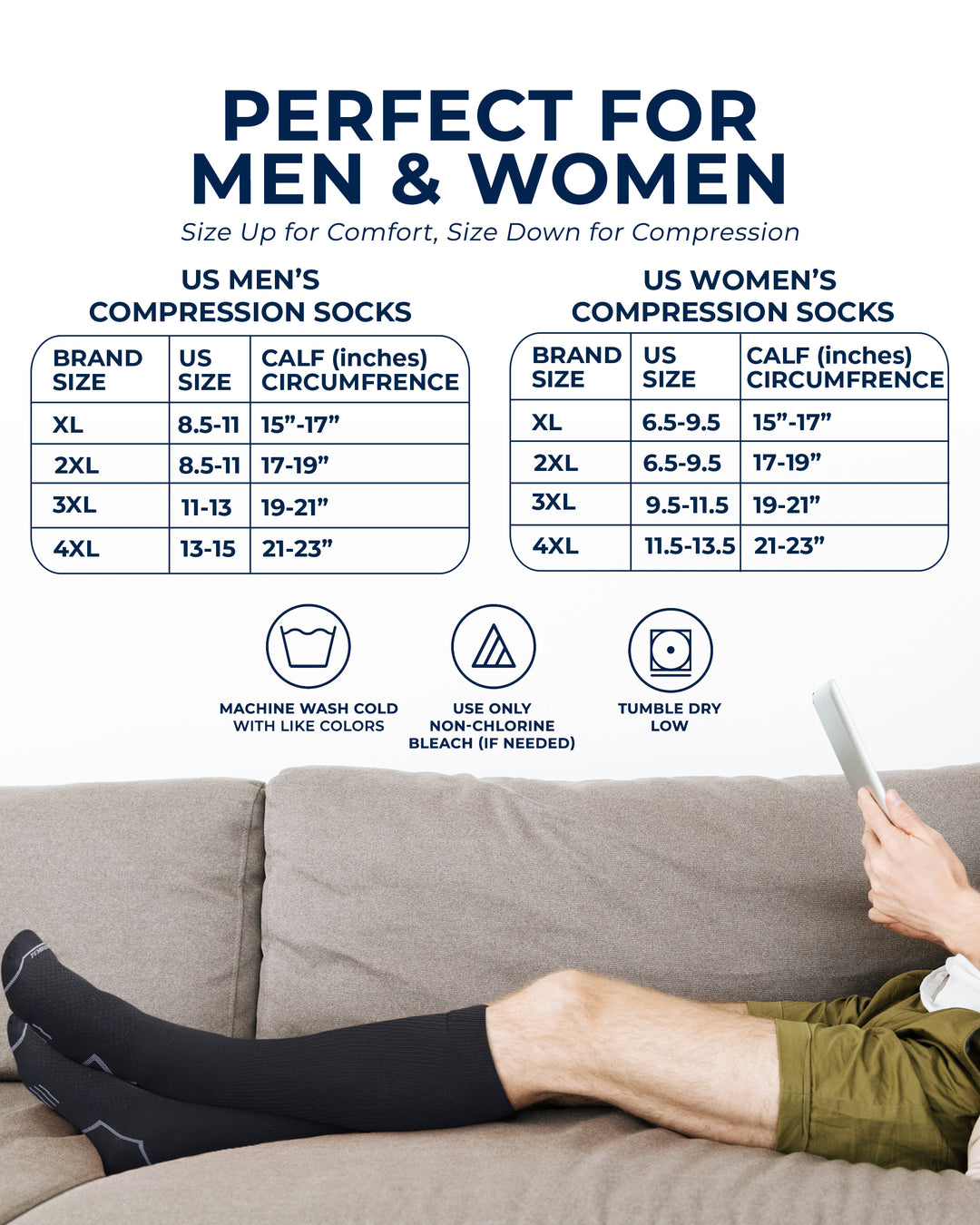 Pembrook Plus Size Compression Socks for Women Wide Calf - 3 Pairs, 20-30mmHg
