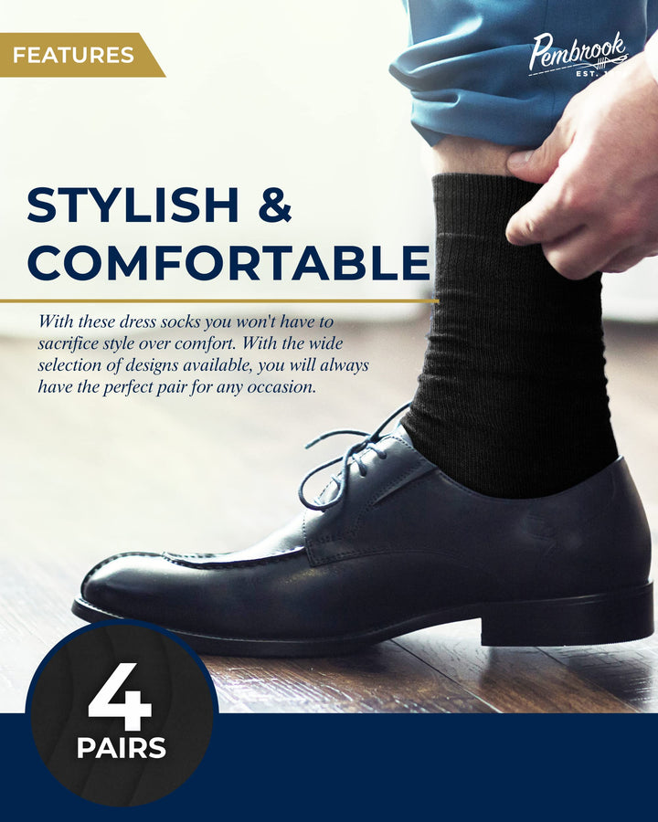 Pembrook Diabetic Dress Socks for Men: 4 Pairs