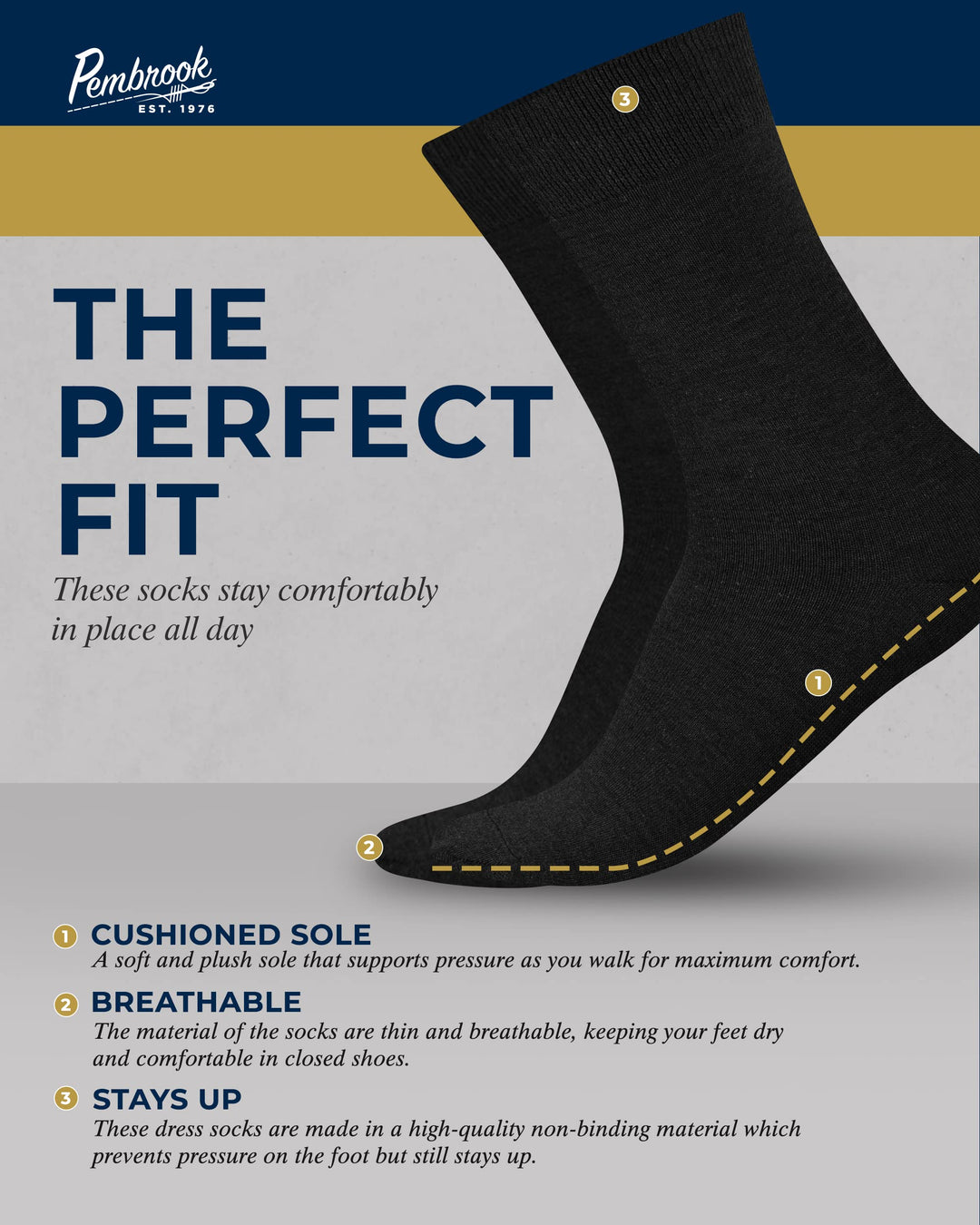 Pembrook Diabetic Dress Socks for Men: 4 Pairs